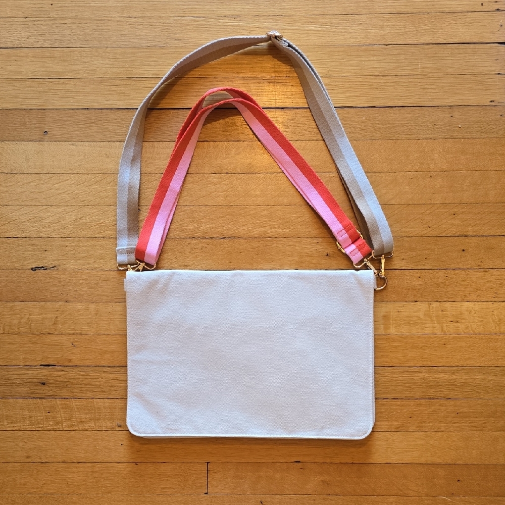 Noted, Canvas Utility Pouch Crossbody Bag, Two Adjustable Striped Straps, EUC